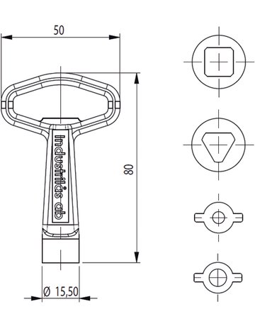 Bild Hohlschlüssel GD-ZN verzinkt für ohne Hebel Vierkant 8mm - Industrilas-1