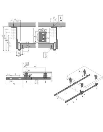 Bild Kugelauszug KA 3434, Belastbarkeit 20 kg, 450 mm - Hettich-1