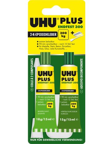Bild 2-KomponentenepoxidkleberPLUS ENDFEST 300 SB-Karte mit Tuben Binder18g Härter 15g UHU-0