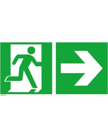 Bild Fluchtwegschild Alu B300xH150 mm Notausgang rechts mit Pfeil rechts langnachleuchtend - Safety Marking-0