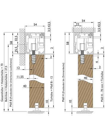 Bild Schiebetürbeschlag Nimos 60 kg Holztüren, Edelstahlfarben eloxiert - Topform-3