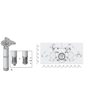 Bild MB-Tischbeinset,Ø60x650mm,Stahl Femi 70202,chrom hochglanz - Hettich-1