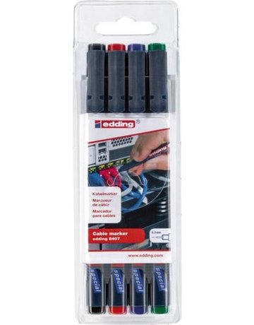 Bild Kabelmarker-Set 8407 schwarz, rot, blau, grün edding-0