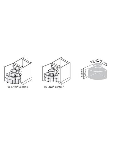 Bild Einbau-Abfallsammler Set, ENVI-Center 3 500er, 1x9/1x12/1x18 l, lavagrau - VAUTH SAGEL-1