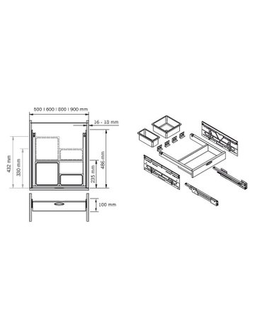 Bild Siphonauszug/Orga.schublade, ENVI-Drawer 600er, 1x1,2/1x2 l, hellgrau - VAUTH SAGEL-0