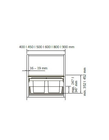 Bild Abfalltrennsystem, ENVI-FLEX, 600er/H326 2x22 l, hellgrau - VAUTH SAGEL-1