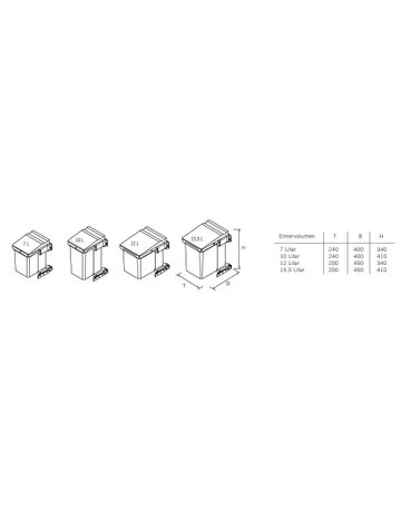 Bild Einbau-Abfallsammler Set, ENVI-SINGLE 400er, 1x7 l, verkehrsgrau RAL 7042 - VAUTH SAGEL-1