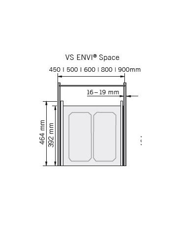 Bild Abfalltrennsystem, ENVI-Space, 600er 2x22 l, hellgrau - VAUTH SAGEL-1