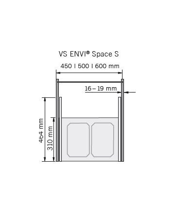 Bild Abfalltrennsystem, ENVI-Space S, 500 1x15,5/1x12 l, hellgrau - VAUTH SAGEL-1