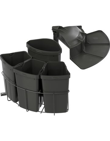 Bild Einbau-Abfallsammler Set, ENVI-Center 4 500er, 3x9/1x12 l, lavagrau - VAUTH SAGEL-0