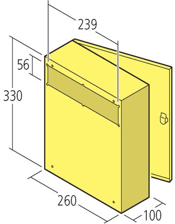 Bild Briefkasten mit Rückschlitz graualu. 260 x 330 x 100 mm - Renz-1
