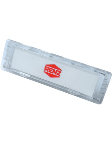 Bild Namensschild glasklar 92 A=75x22 mm für Einlage 60x15x0,5 mm - Renz-0