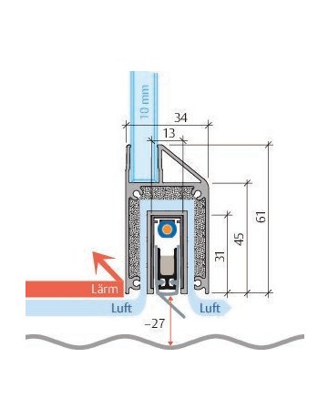 Bild Türdichtung KGMinE-S10X DR,460mm,edelstahloptik,einseitig - PLANET-7