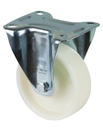 Bild Bockrolle 100mm L410.B10 Platte, Kunststoff weiß, RL L410.B10.100 - BS ROLLEN-0
