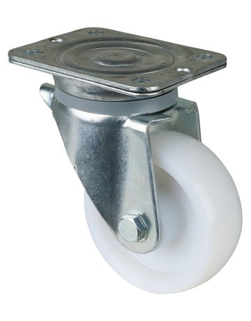 Bild Lenkrolle 125mm N100.B10 Platte, Kunststoff weiß, RL N100.B10.127 - BS ROLLEN-0