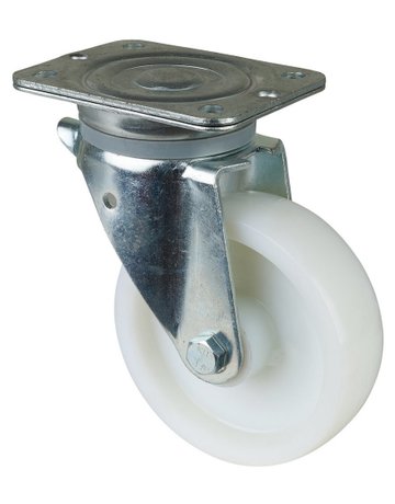 Bild Lenkrolle 150mm N100.B10 Platte, Kunststoff weiß, RL N100.B10.151 - BS ROLLEN-0