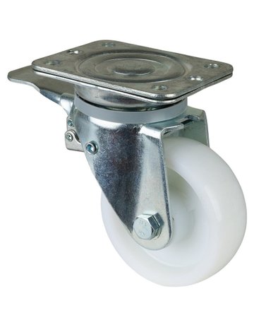 Bild Lenkrolle 125mm N120.B10 Platte, Kunststoff weiß, RL, Fest N120.B10.127 - BS ROLLEN-0