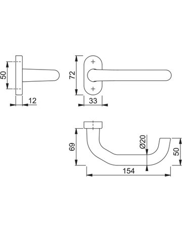 Bild HOPPE Halbgarnitur Paris 138GF/55, ohne Schlüsselrosette, Vierkant 8mm, DIN Links-Rechts, Befestigungstechnik ohne Stütznocken, grau, stahlfarbig matt, eloxiert-1