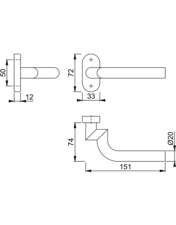 Bild HOPPE Halbgarnitur Bonn E150GF2/55, ohne Schlüsselrosette, Vierkant 8mm, DIN Links-Rechts, Befestigungstechnik ohne Stütznocken, grau, edelstahl matt-1