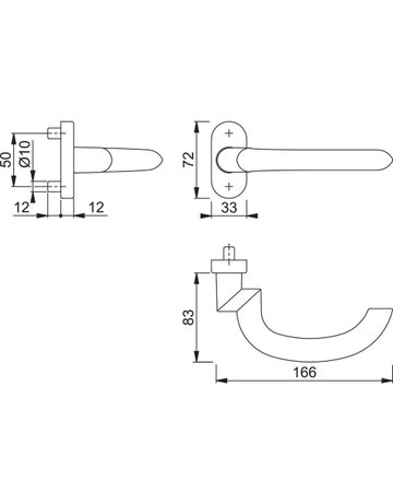 Bild HOPPE Halbgarnitur Marseille FS-1138GF2/55, ohne Schlüsselrosette, Vierkant 9mm, DIN Links-Rechts, Befestigungstechnik mit Stütznocken, silber, neusilberfarben, eloxiert-1