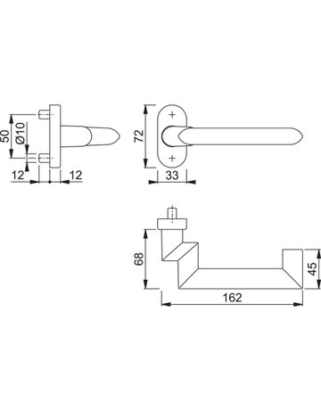 Bild HOPPE Halbgarnitur Karlstad FS-1141GF2/55, ohne Schlüsselrosette, Vierkant 9mm, DIN Links-Rechts, Befestigungstechnik mit Stütznocken, silber, naturfarben, eloxiert-1