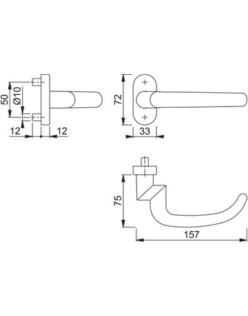 Bild HOPPE Halbgarnitur San Francisco FS-1301GF2/55, ohne Schlüsselrosette, Vierkant 9mm, DIN Links-Rechts, Befestigungstechnik mit Stütznocken, silber, naturfarben, eloxiert-1
