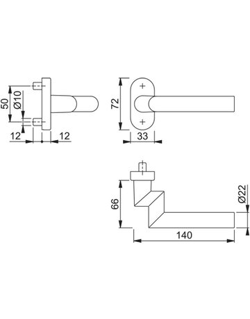 Bild HOPPE Halbgarnitur Amsterdam FS-1400GF2/55, ohne Schlüsselrosette, Vierkant 9mm, DIN Links-Rechts, Befestigungstechnik mit Stütznocken, silber, naturfarben, eloxiert-1
