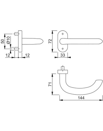 Bild HOPPE Halbgarnitur Marseille FS-E1138F/55, ohne Schlüsselrosette, Vierkant 9mm, DIN Links-Rechts, TS 45 - 65mm, Befestigungstechnik mit Stütznocken, grau, edelstahl matt-1