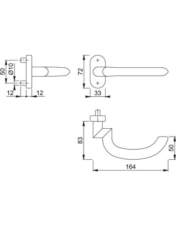 Bild HOPPE Halbgarnitur Marseille FS-E1138GF2/55, ohne Schlüsselrosette, Vierkant 9mm, DIN Links-Rechts, Befestigungstechnik mit Stütznocken, grau, edelstahl matt-1