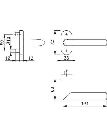 Bild HOPPE Halbgarnitur Stockholm FS-E1140F/55, ohne Schlüsselrosette, Vierkant 9mm, DIN Links-Rechts, Befestigungstechnik mit Stütznocken, grau, edelstahl matt-1