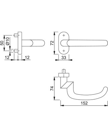 Bild HOPPE Halbgarnitur San Francisco FS-E1301GF2/55, ohne Schlüsselrosette, Vierkant 9mm, DIN Links-Rechts, TS 45 - 65mm, Befestigungstechnik mit Stütznocken, grau, edelstahl matt-1