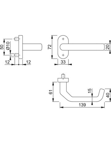 Bild HOPPE Halbgarnitur Liverpool FS-E1313G/55, ohne Schlüsselrosette, Vierkant 9mm, DIN Links-Rechts, TS 45 - 65mm, Befestigungstechnik mit Stütznocken, grau, edelstahl matt-1