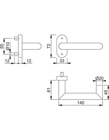 Bild HOPPE Halbgarnitur Rotterdam FS-E1401F/55, ohne Schlüsselrosette, Vierkant 9mm, DIN Links-Rechts, Befestigungstechnik mit Stütznocken, grau, edelstahl matt-1