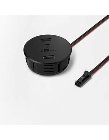 Bild USB Einbau-Doppelsteckdose TYP C 12VDC max. 28W schwarz - Halemeier-0