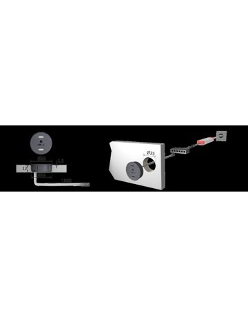 Bild USB Einbau-Doppelsteckdose TYP C 12VDC max. 28W schwarz - Halemeier-2