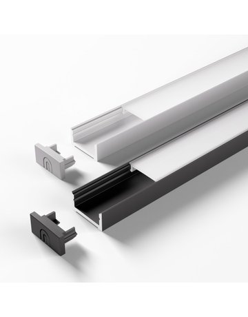 Bild LED ChannelLine D Profil, black, opal L=3000, Alu-und Abdeckprofil - Halemeier-0