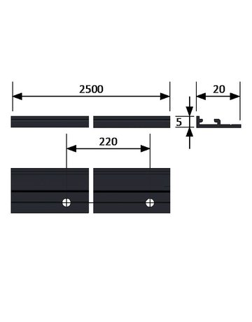 Bild Halteprofil Versa 7,5-8mm L=2500 PC schwarz - Halemeier-2