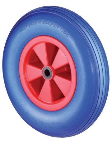 Bild Polyurethanrad pannensicher blau Ø 400mm Kunststoff Felge Rolllager Achse Ø 20mm, 200kg - BS ROLLEN-0