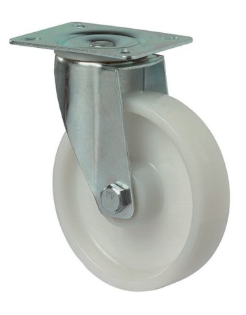 Bild Lenkrolle 125mm L400.B10 Platte, Kunststoff weiß, RL L400.B10.125 - BS ROLLEN-0