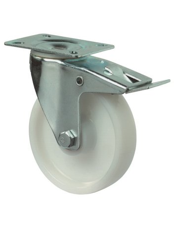 Bild Lenkrolle 125mm L420.B10 Platte, Kunststoff weiß, RL, Fest L420.B10.125 - BS ROLLEN-0