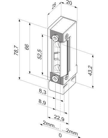 Bild Fluchttüröffner 332.80, mit Flachschließblech, 25x160mm, 12V DC - effeff-1
