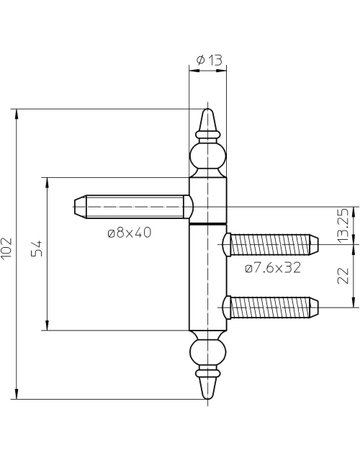 Bild Fenster- Einbohrband, BAKA® B 1-13 ZK, für Drehflügel, 2-teilig, Ø 13mm, vergoldet, poliert - SIMONSWERK-2