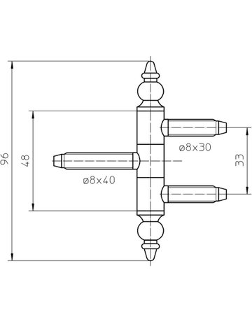 Bild Fenster- Einbohrband, BAKA® C 1-13 ZK, für Kippflügel, 3-teilig, Ø 13mm, vergoldet, poliert - SIMONSWERK-2