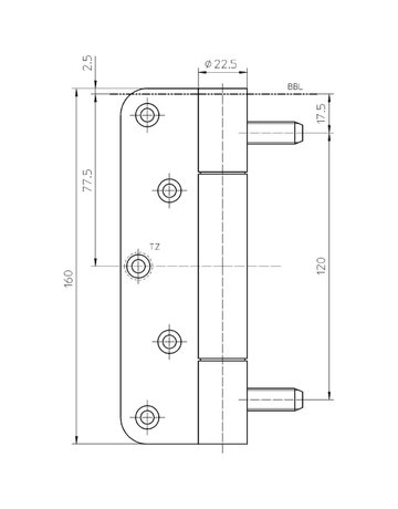 Bild Objektband VARIANT VN 3748/160 Ø22,5/160kg,edelstahl matt - SIMONSWERK-2