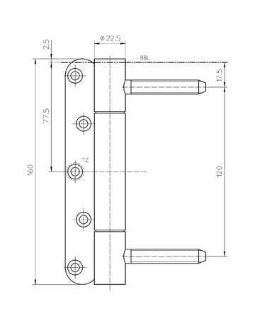 Bild Objektband VARIANT VN 3838/160 Ø22,5/160kg,edelstahl matt - SIMONSWERK-2