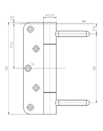 Bild Objektband VARIANT VN 3848/160 Ø22,5/160kg,edelstahl matt - SIMONSWERK-2