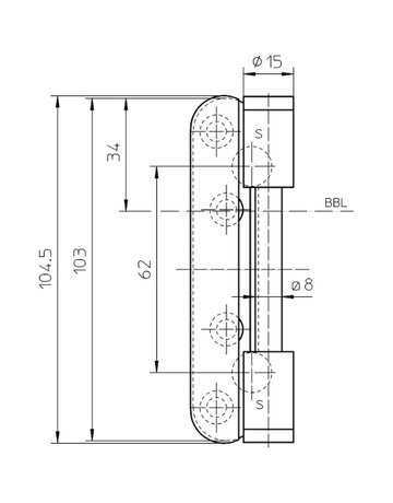 Bild Flügelteil VARIANT V 0037 WF FDS 3-tlg.Band, vernickelt - SIMONSWERK-2