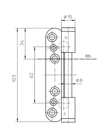 Bild Flügelteil VARIANT V 0037 WF S FV 3-tlg.Band, vernickelt - SIMONSWERK-2