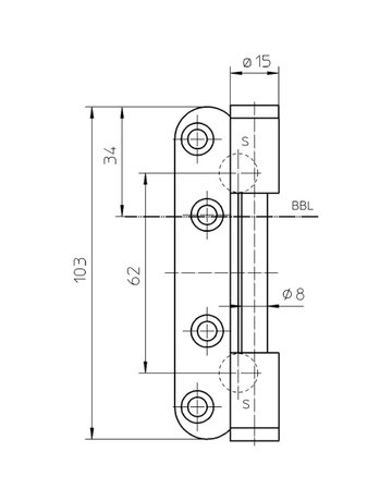 Bild Flügelteil VARIANT V 0037 WF S 3-tlg.Band, vernickelt - SIMONSWERK-2