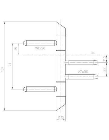 Bild Einbohrband VARIANT V 4426 WF CROSS 3tlg.,15mm,DR matt vernickelt/F2 - SIMONSWERK-2